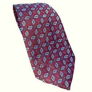 Oscar de la Renta Necktie Polyester Burgandy Printed